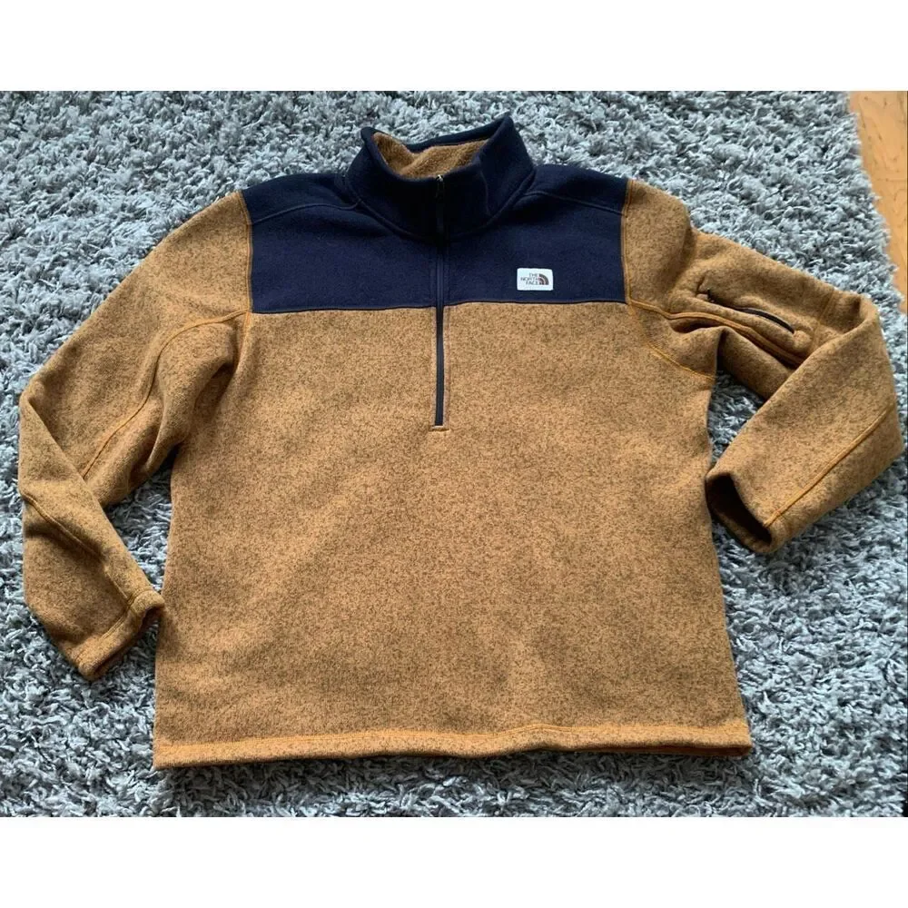 The North Face Gordon Lyons 1/4 zip brown Fleece SWEATER Coat JACKET men’s XL